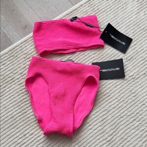 PrettyLittleThing Hot Pink Textured Bikini